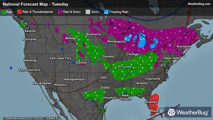 Tuesday's Weather Outlook