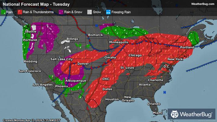 Tuesday's Weather Outlook