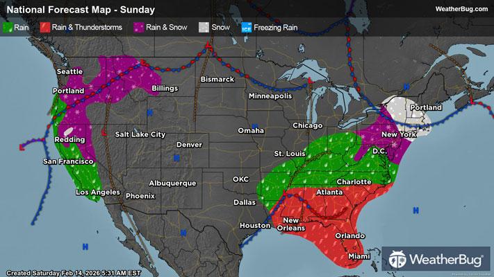 Sunday's Weather Outlook