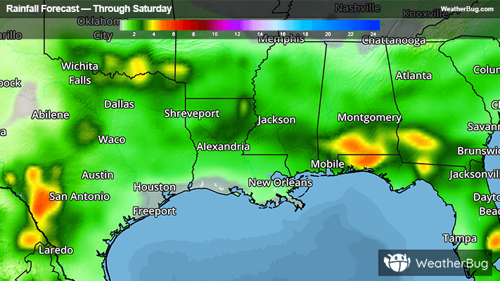 Rain forecast through Saturday
