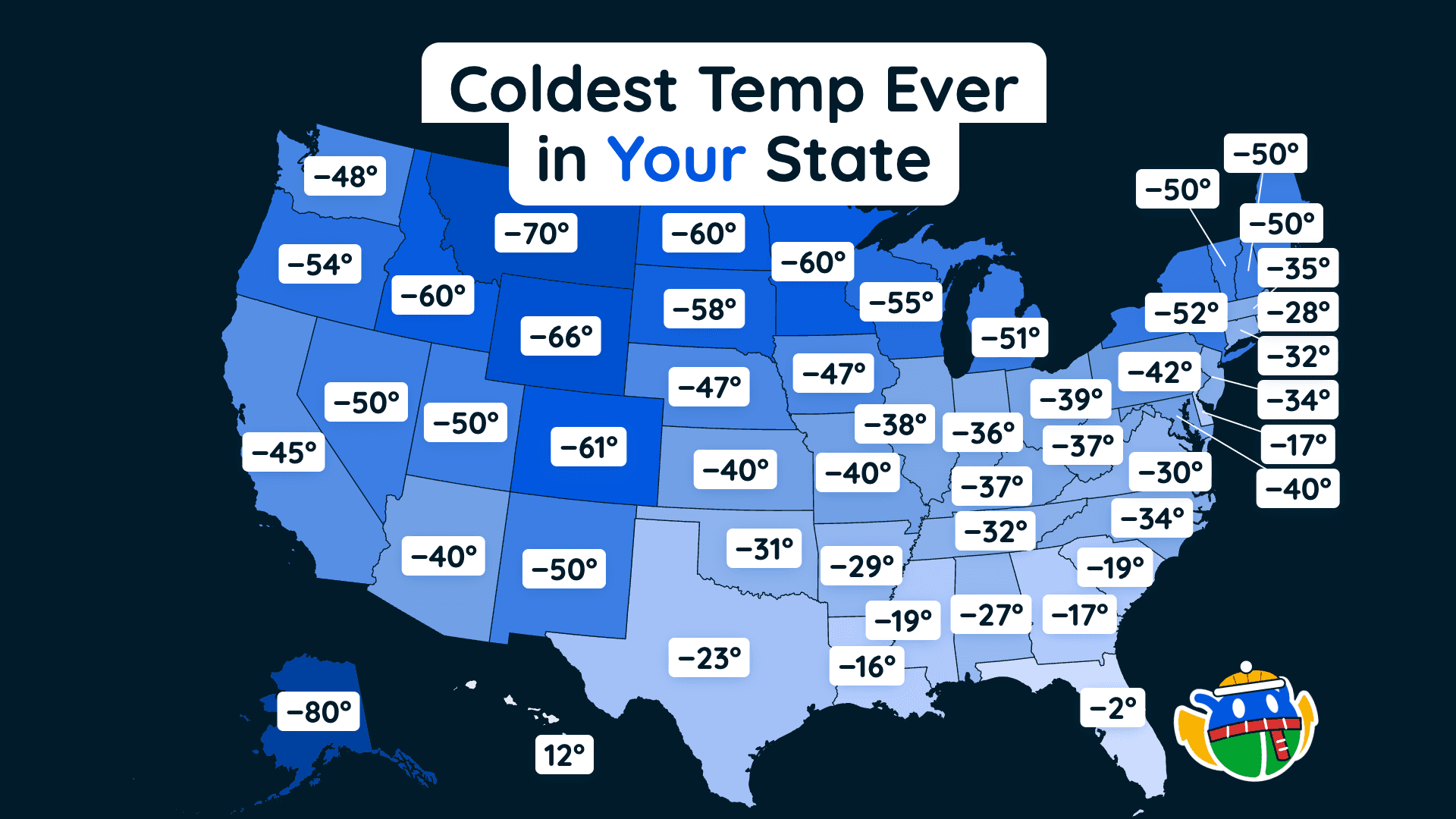 The Coldest Temperature Ever Recorded in Every U.S. State