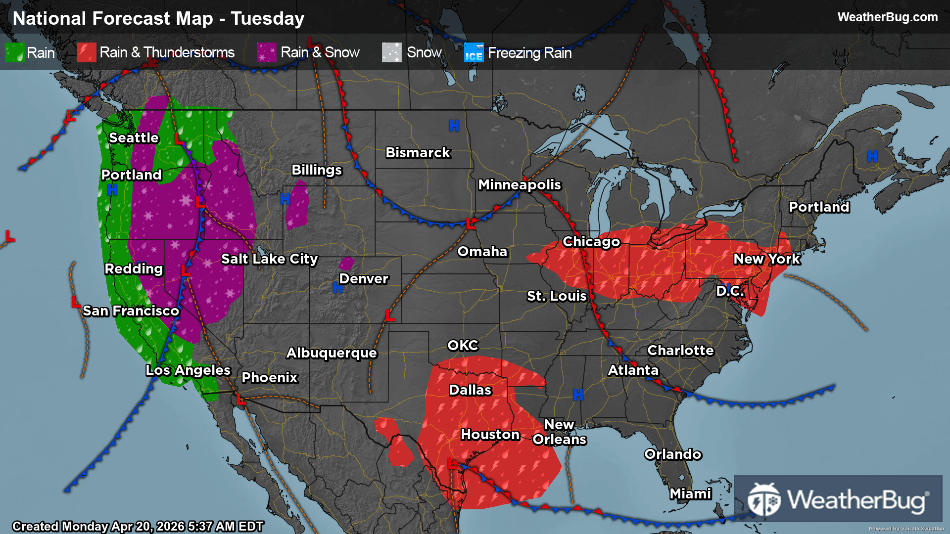 Tuesday's Weather Outlook