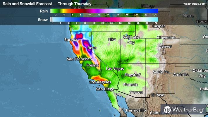 Rain and Snow Totals Through Christmas