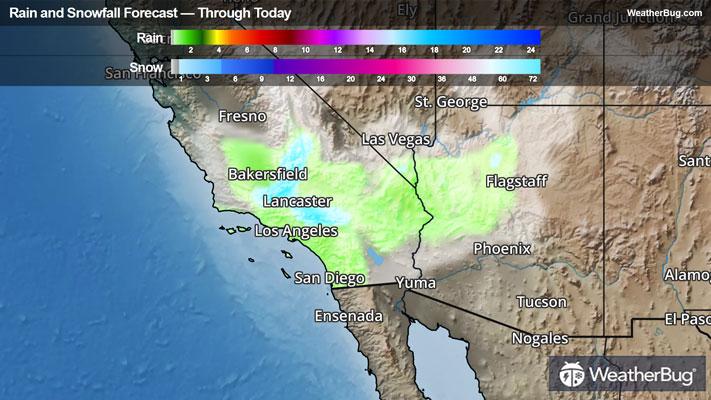 Rain and Snowfall Forecast Through Today