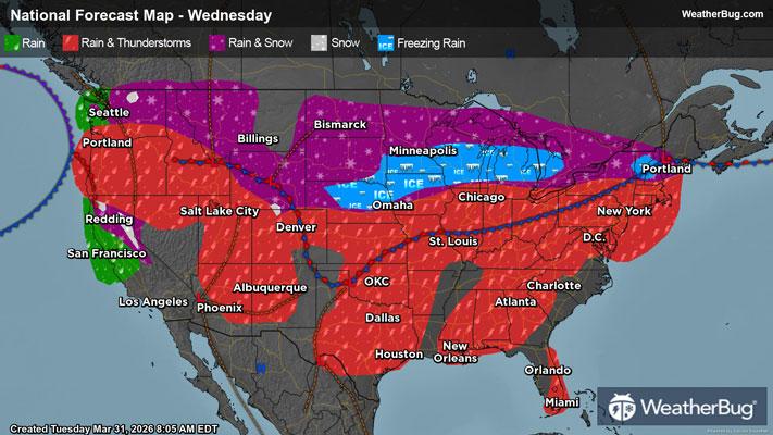 Wednesday's Weather Outlook