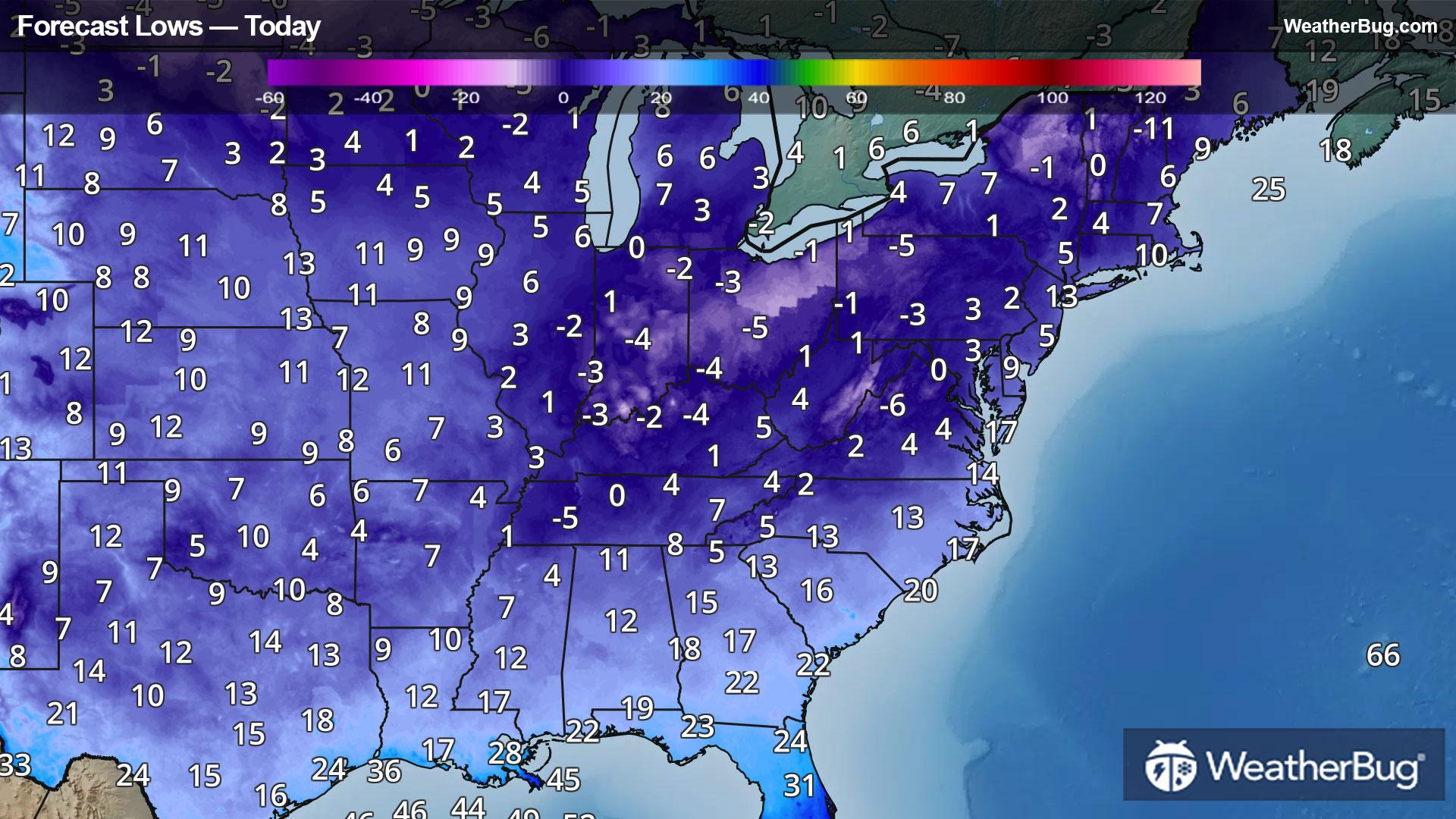 Today's Low Temperatures
