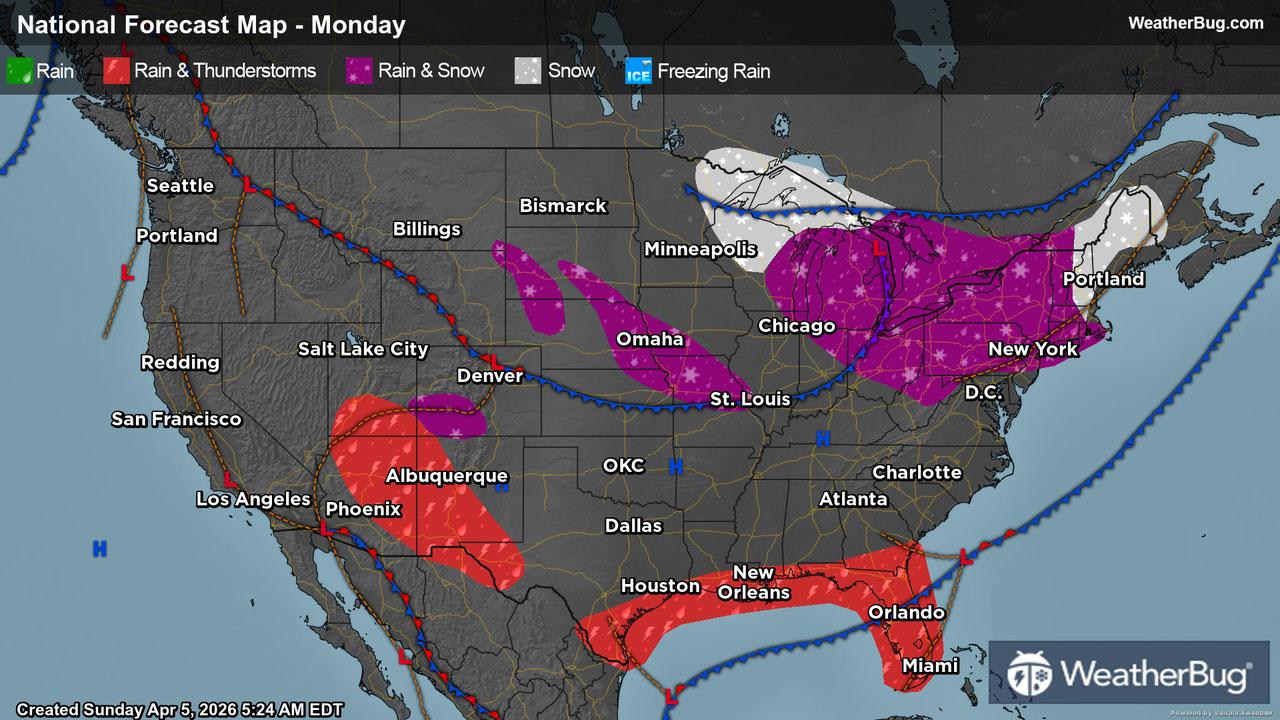 Monday's Weather Outlook
