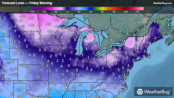 Friday's Low Temperatures
