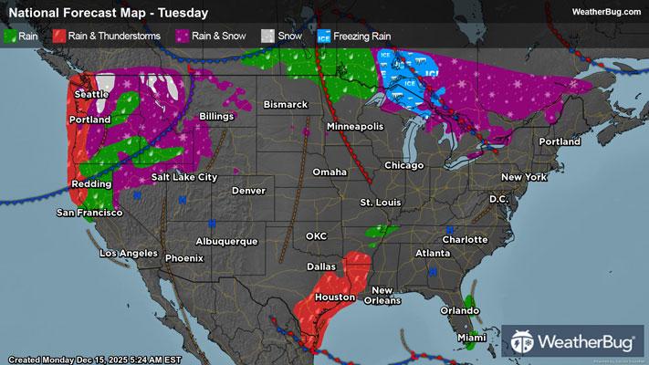 Tuesday's Weather Outlook