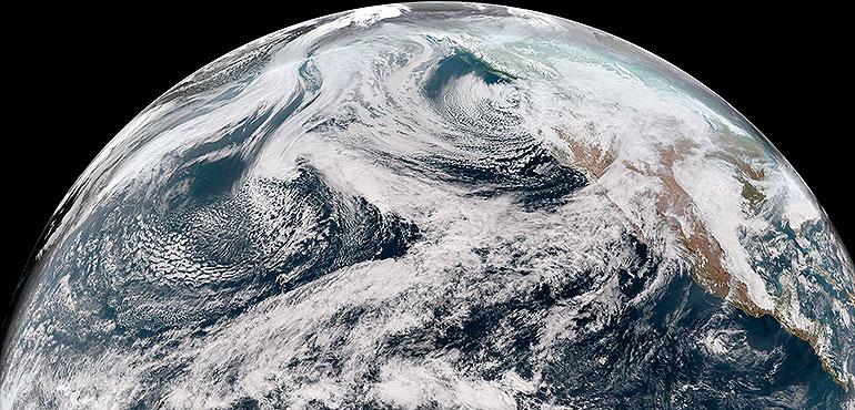 GOES-17 GeoColor view of the Northern Hemisphere, February 9, 2019. (NOAA Satellites)