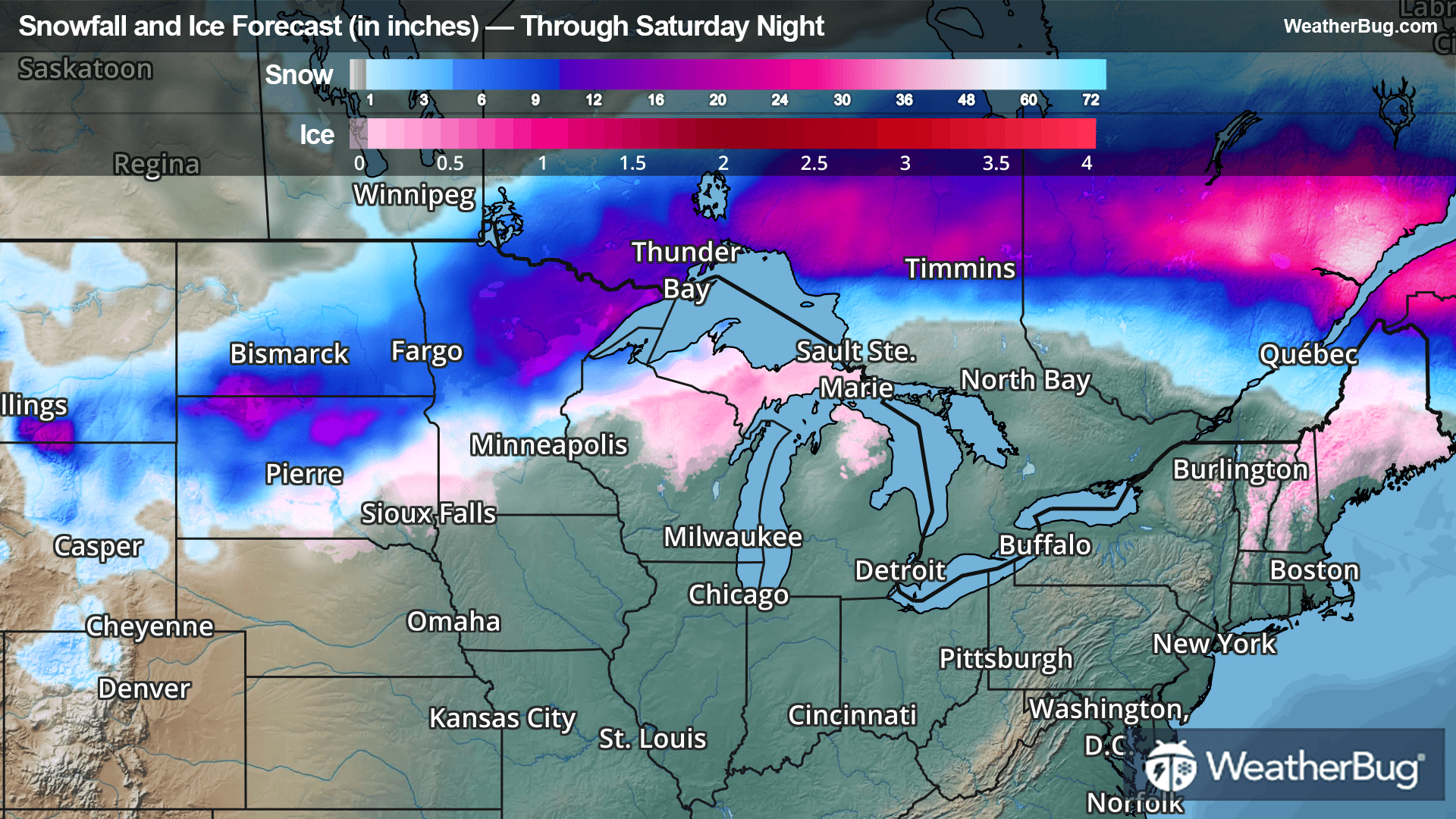 Snowfall Forecast Through Saturday Night