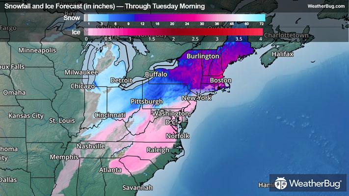 Snow and Ice Forecast Through Tuesday Morning