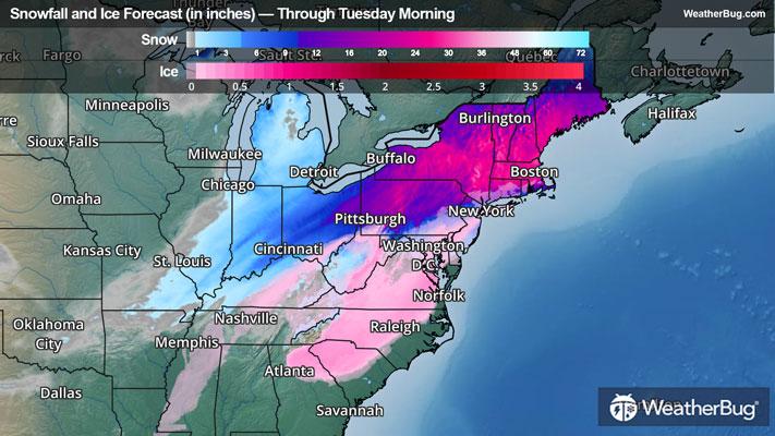 Snow and Ice Forecast Through Tuesday Morning