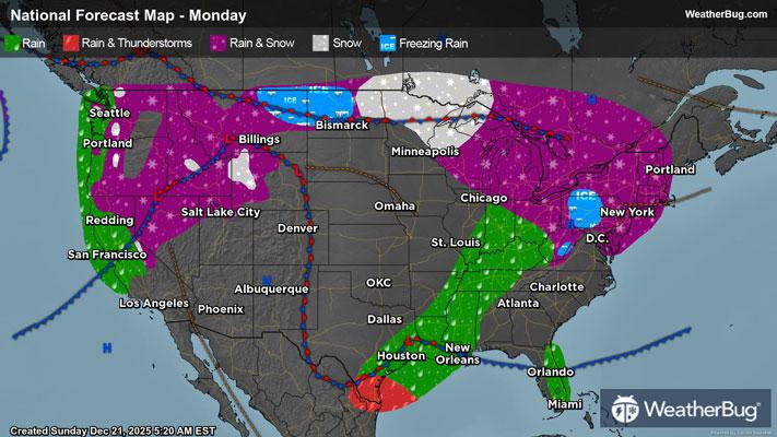Monday's Weather Outlook