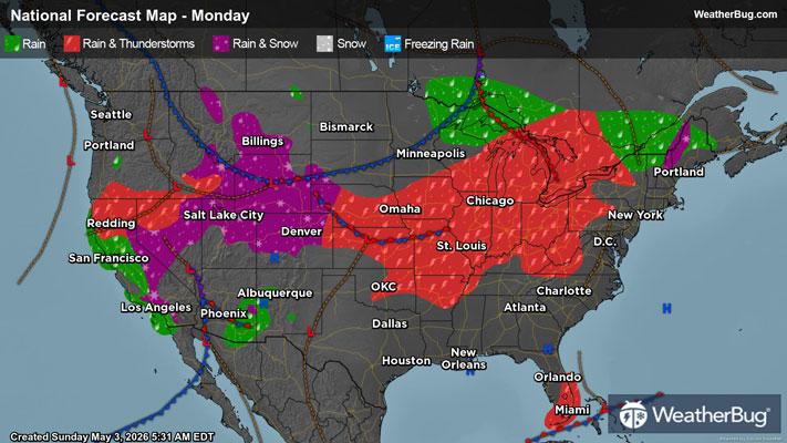Monday's Weather Outlook