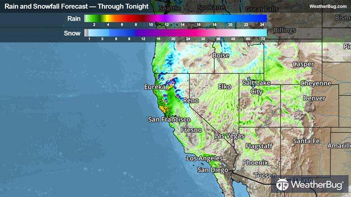 Rain And Snow Totals Through Tonight