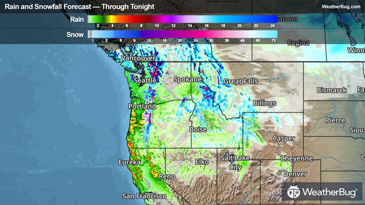 Rain And Snow Totals Through Tonight
