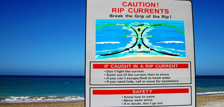 Rip current safety warning