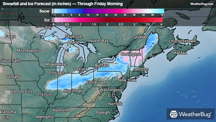 Snow and Ice Forecast Through Friday Morning