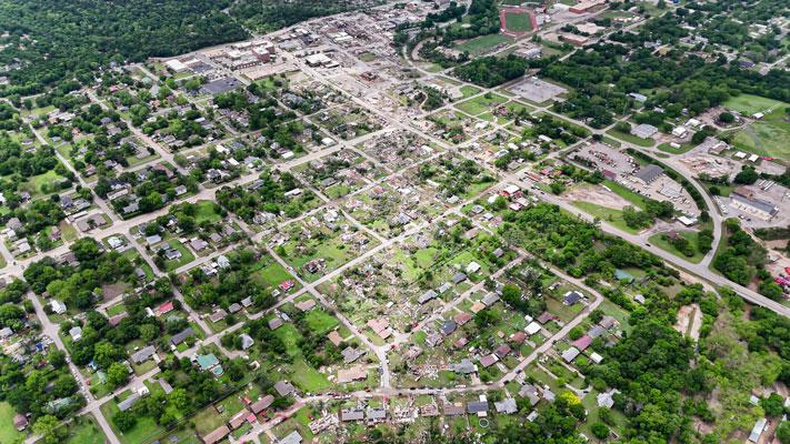 A significant tornado carved a path across downtown Sulphur, Okla., on April 27th, leading to extreme damage. (via Wikimedia Commons)