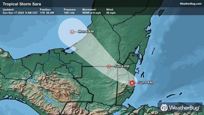 Tropical Storm Sara's Forecast Track