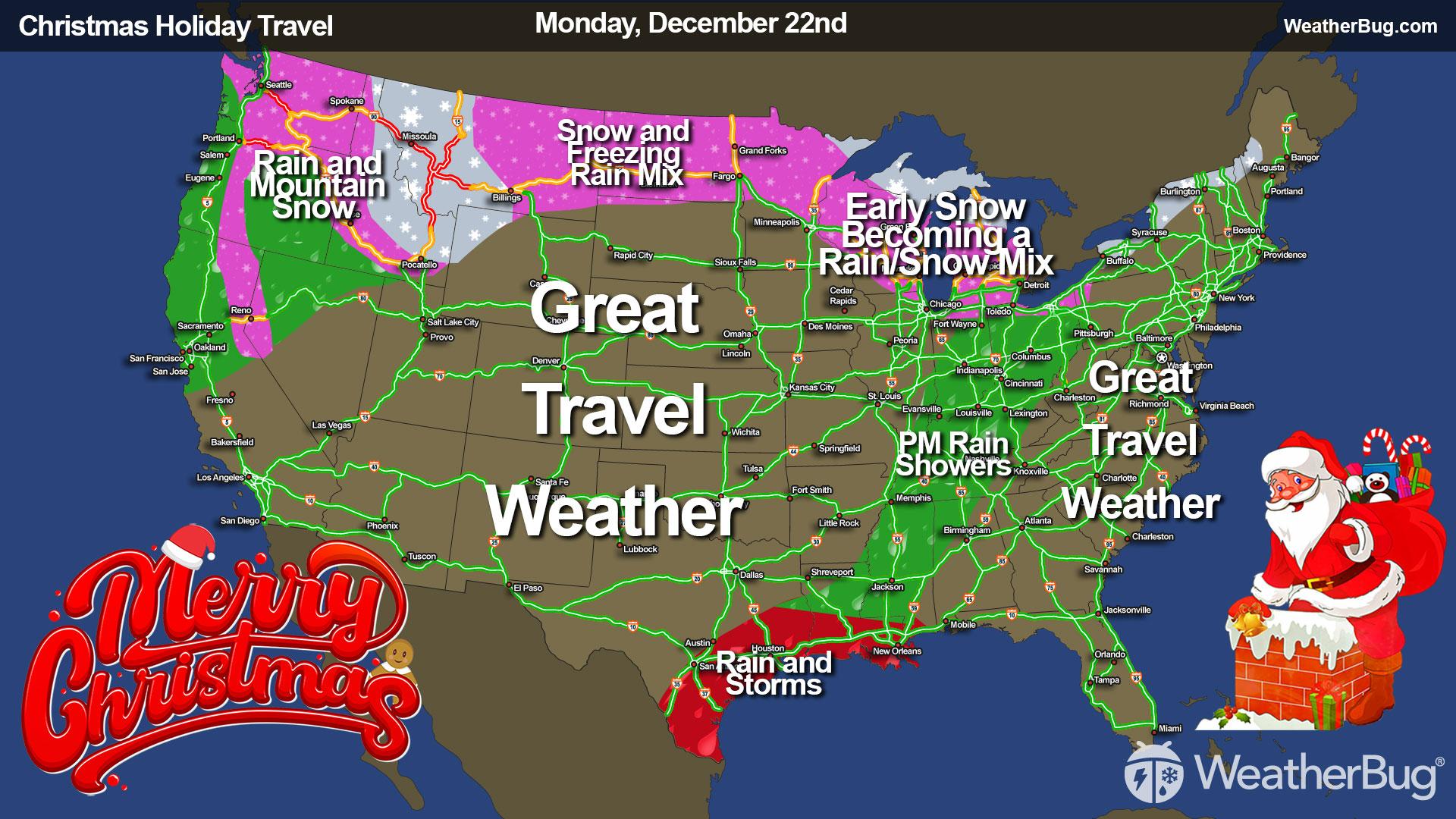 Travel Outlook for Monday, December 22