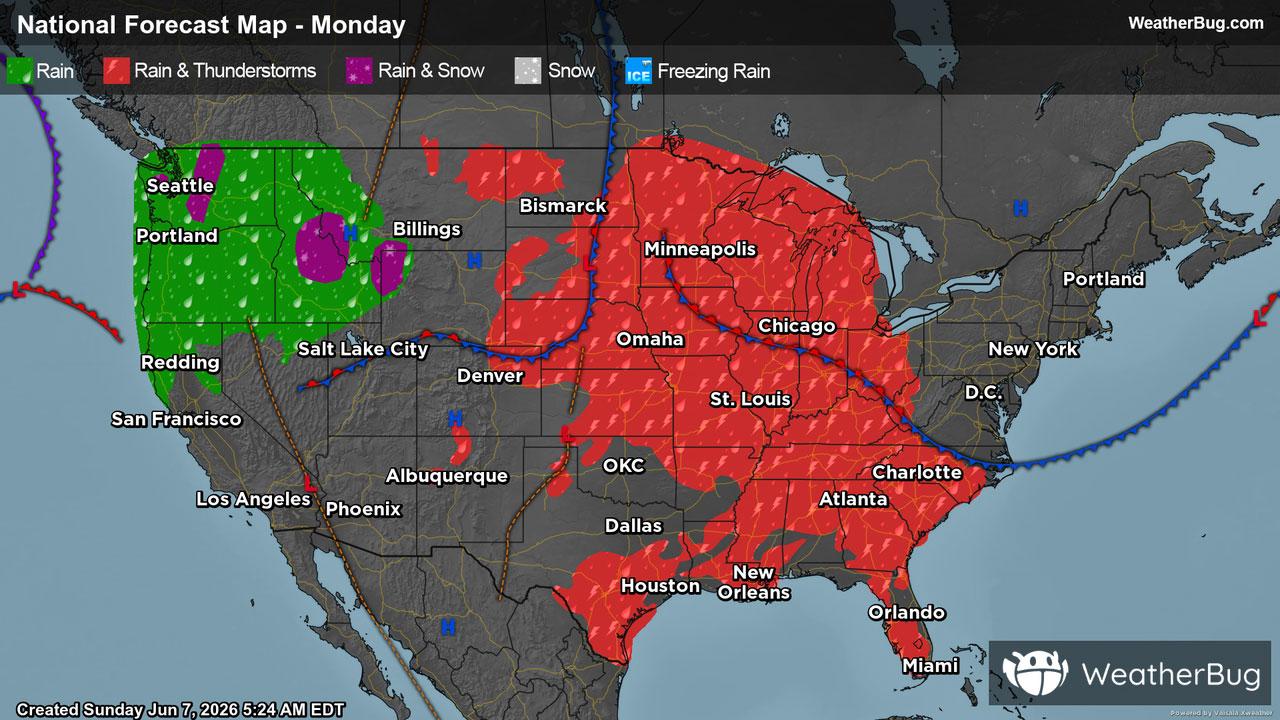 Monday's Weather Outlook