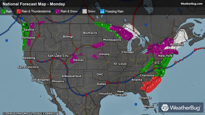 Monday's Weather Outlook