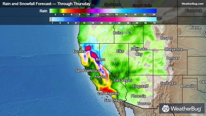 Rain and Snow Totals Through Christmas