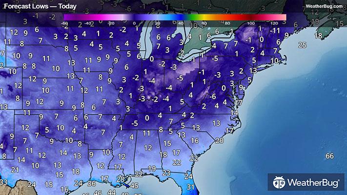 Today's Low Temperatures