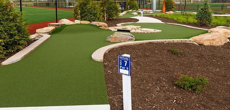 Putting green for Putt-In-Bay Mini Golf at Sports Force Parks at Cedar Point Sports Center during media tour. (Ken Srail/Wikimedia Commons)