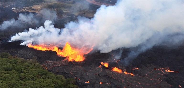 Lava flowing from Kilauea fissure.