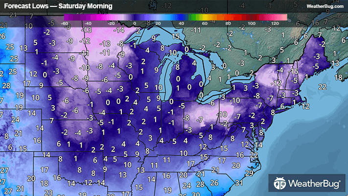Friday's Low Temperatures