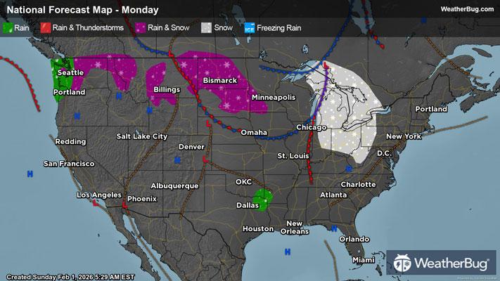 Monday's Weather Outlook