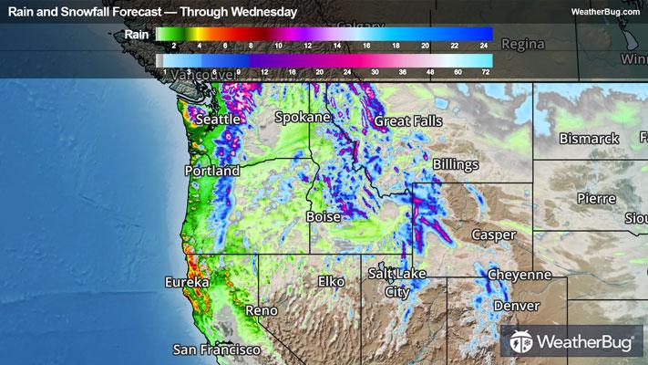 Rainfall and Snowfall Totals Through Wednesday