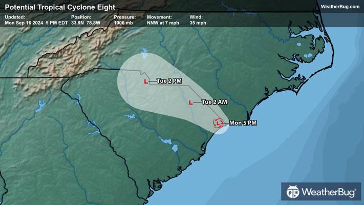 Latest Forecast Track for Potential Tropical Cyclone Eight