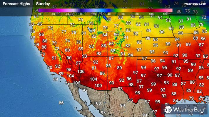 Sunday's High Temperature Outlook