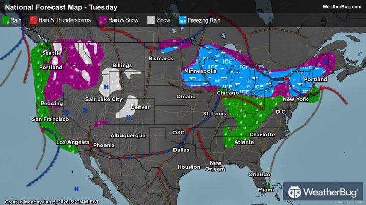 Tuesday's Weather Outlook