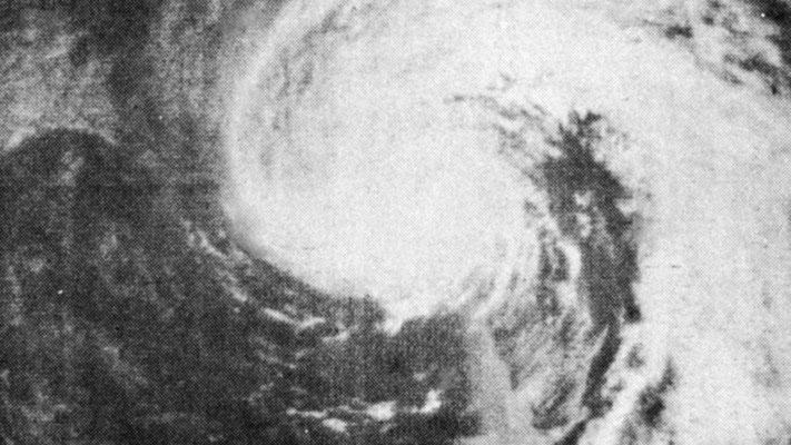 Satellite imagery of Hurricane Alma in the Gulf of Mexico in June 1966 (NOAA).