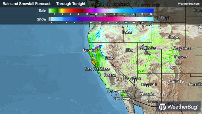 Rain And Snow Totals Through Tonight