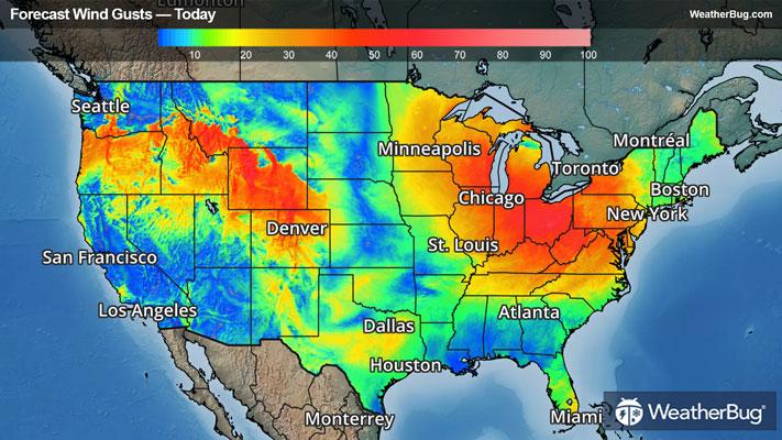Wind Gust Forecast for Today