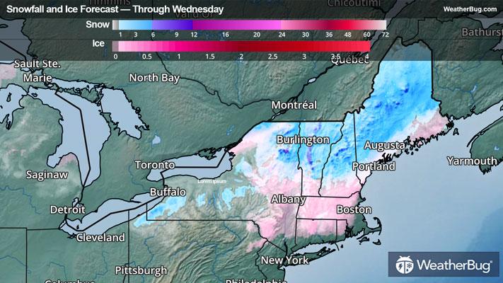 Snow and Ice Forecast through Wednesday