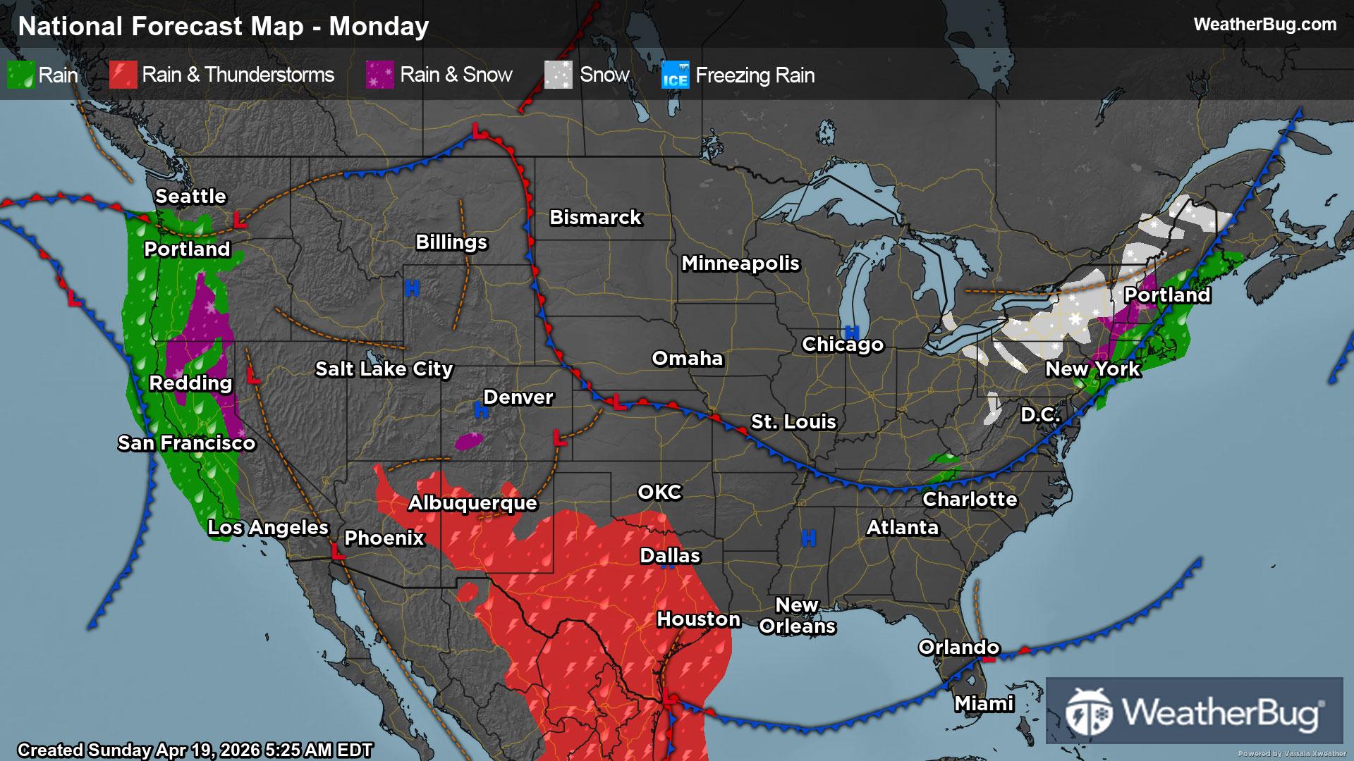 Monday's Weather Outlook