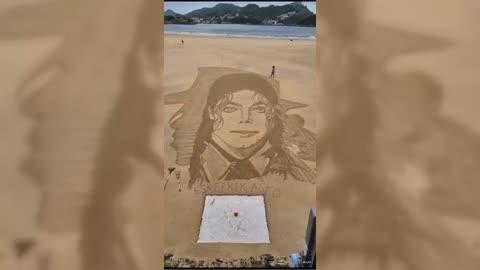 Sand Mural Depicts Michael Jackson