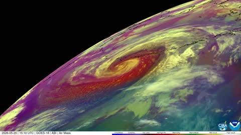 Satellite Shows Low Pressure System Swirling