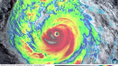 Eye of Typhoon Sinlaku Swirls Over Marianas