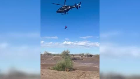 Chopper Called in to Rescue Driver From Swamped Truck