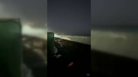 Massive Waves Crash Over Long Beach Boardwalk as Tropical Storm Rachel Nears