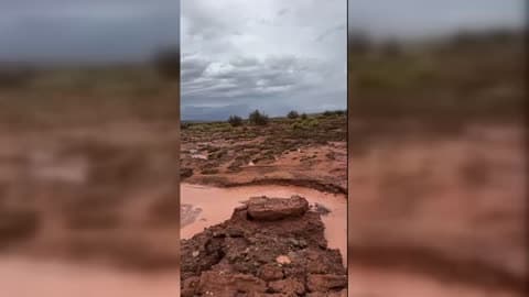 Road Washed Out in Heavy Flooding Along UtahArizona Border