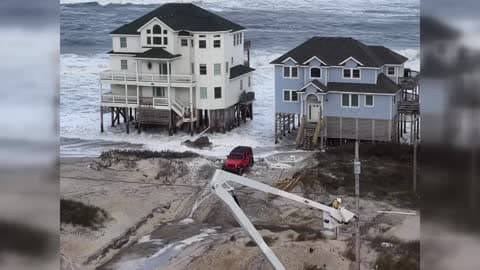 Oceanfront Homes Disconnected From Power During Powerful Swell Brought By Noreaster